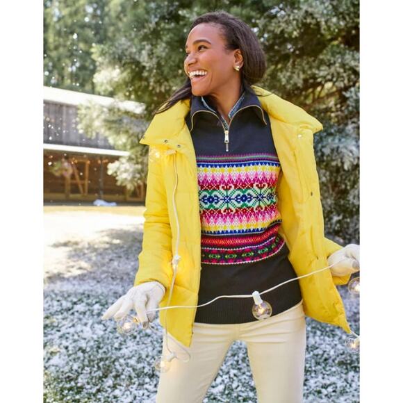 Talbots SZ LP Lambs Wool Blend Half-Zip Mockneck Sweater-Stripe Fair Isle - Picture 7 of 7